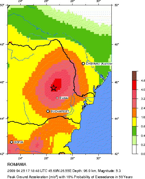 harta de risc seismic pentru Romania
