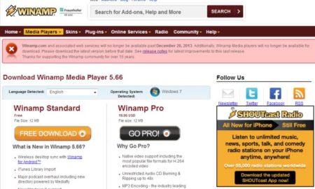 Winamp va fi închis