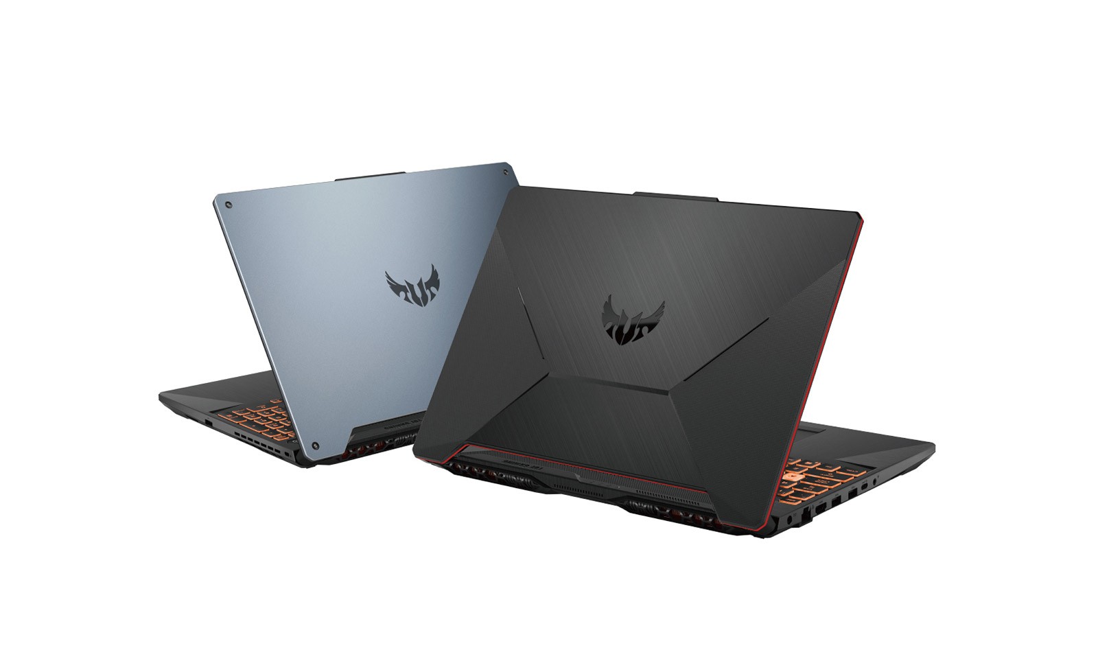 Laptopurile ASUS TUF Gaming A15 - Fortress Gray (stanga) și Bonfire Black (dreapta)